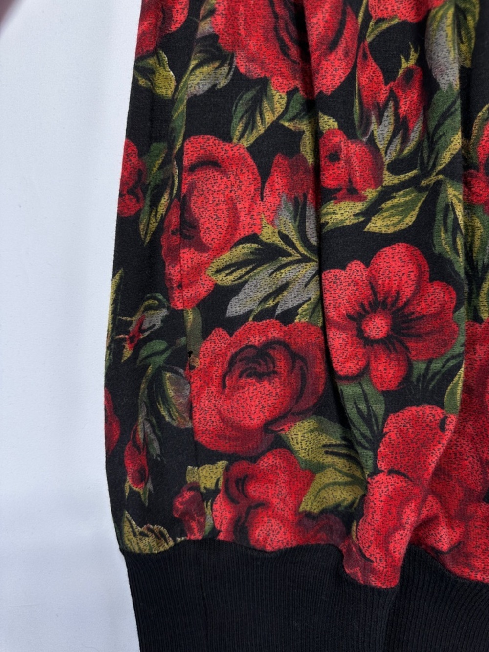 Vintage Gibi Roma Wool Floral Tunic Blouse Red Rose Print Collared Top 12 - Picture 8 of 10